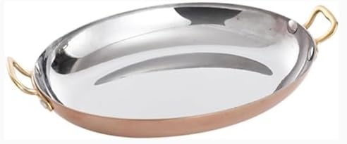 Stainless Steel Paella Pan - 36cm Oval Spanish Seafood Pan with Dual Handles - Ideal for Homes & Restaurants - Perfect for Lobster & Paella Dishes