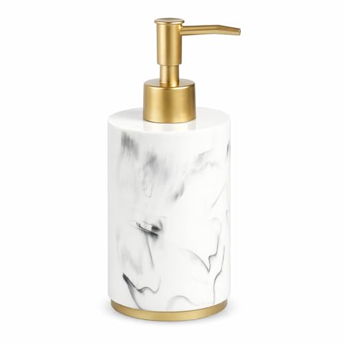 Marble Look Hand Soap Dispenser 16.9 oz Countertop Hand Lotion Pump Bottles Lotion Container Refillable Liquid Hand Soap Jar Resin Shower Dispensers for Bathroom Kitchen (White)
