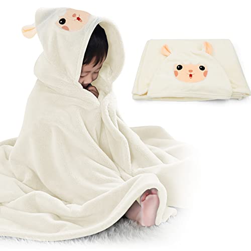Image of ROMASA Baby Bath Towel Ultra Soft Hooded Towel Highly Absorbent Bathrobe Blanket Toddlers Shower Gifts for Boys Girls-27.5" x 55" (White)