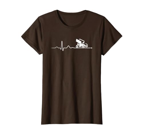 Sprint CAR Racing: Sprint Car Racing Heartbeat T-Shirt, Women, Brown, X-Large