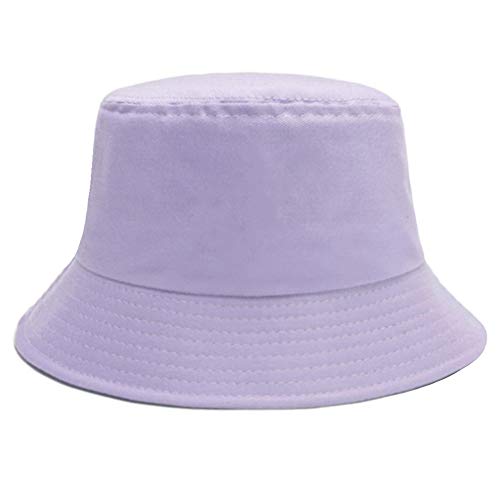 Image of Bucket Hat for Women Men, Reversible Cotton Summer Sun Beach Cap Solid Color Style