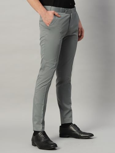 Image of Vogaan Formal Pant with Expandable Waist for Men | Men's Cotton Regular Fit Flat Front Pant for Party and Casual Wear