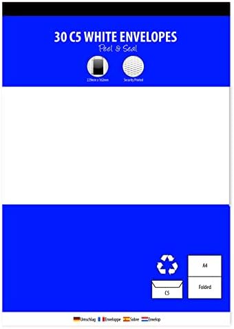 KARRMA. Premium Quality Office White Mailing Envelopes 80 GSM Peel & Seal Wallet Envelopes Peal & Seal Envelopes for Posting mailing Home Office and Ecommerce Etc (30, C5/A5)
