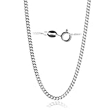 SilverAmber Jewellery - Hergestellt in Italien – 925er Sterlingsilber zarte 1,1 mm Panzerkette mit einer Anlaufschutz-Beschichtung – GCH014, 56 cm, Silber, Kein Edelstein