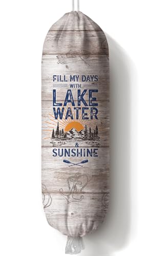 Moanlor Art Plastic Bag Holder-Lake Life Themed Grocery Bag Organizer Storage-Lake House Decor &Gifts