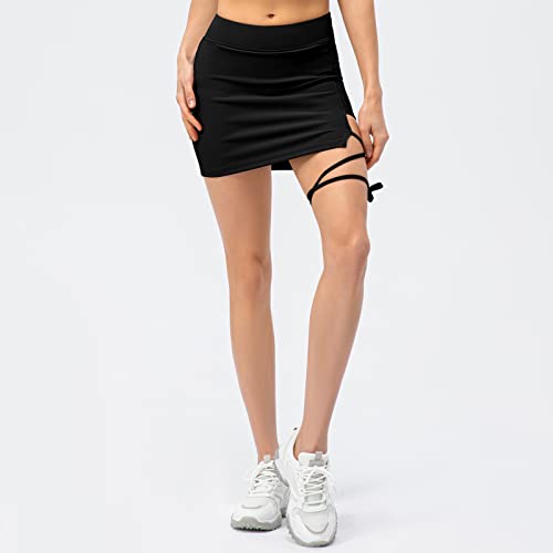 Saias de tênis femininas com bolsos 2 em 1 shorts espovos forro para treino de golfe