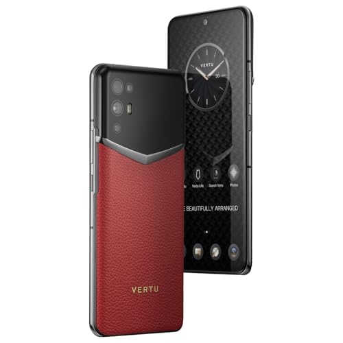 iVERTU Calfskin 5G Phone, Unlocked Smartphone, Secure Encrypted, 64MP Camera, 12+512G, 120Hz FHD+(1080 * 2400) OLED Display, Dual SIM, Fast Charge (Raspberry Red)