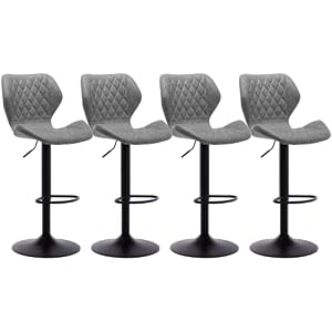 CIMOTA Velvet White Bar Stools Set of 2 Swivel Barstools Counter Height Bar Chairs with Back/Gold Base Modern Adjustable Stool Chair for Kitchen Island/Dining Room, (23.6 to 31.5 Inch/Cream
