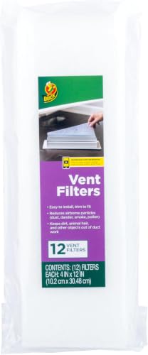 Image of Duck Brand Air Vent Filters, Reduce Airborne Particles like Dust, Dander, Pollen and Trap Debris in your Ventilation System, Air Register Vent Filters for Home, 4 inch x 12 inch,12 count White (Pack of 6)