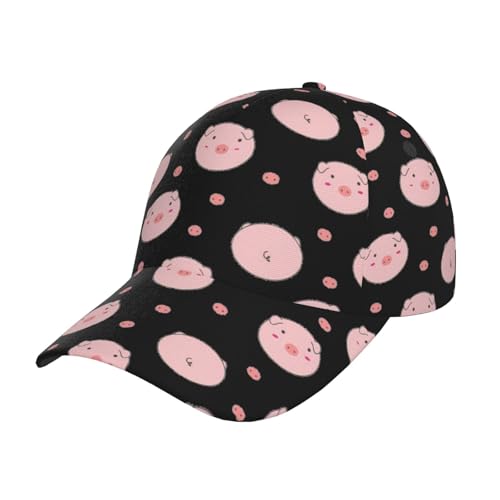 Gorra de béisbol curvada moda de la tela de la sarga del poliéster de los hombres de las mujeres del cerdo del polvo, Negro , Talla única
