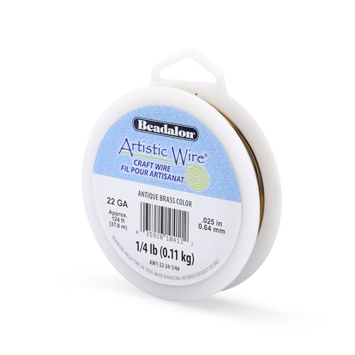 Artistic Wire, 22 Gauge Tarnish Resistant Colored Copper Craft Wire, Antique Brass Color, 124 ft