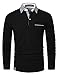 Produktbild GHYUGR Poloshirt Herren Langarm Golf T-Shirt Klassische Karierte Spleiß Polohemd S-2XL,Schwarz,L