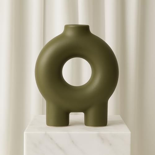 Modern Geometric Ceramic Vase – Stoneware Flower Holder with Uniq...