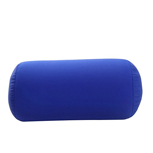 uminilife 31x17cm Micro Mini Microbead Roll Pillow Neck Column Pillows Squishy Mooshi Beads Offer Comfort & Support for Travel (Dark Blue)