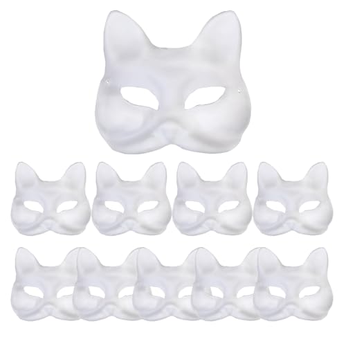 10Pcs Therian Mask White Cat & Fox