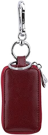 Leather Men Car Key Holders Housekeeper Multifunctional Double Zipper Square Home