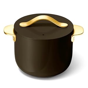 Caraway Petite Cooker – 2 Qt Ceramic Coated Pot – Free From Forever Chemicals – Perfect for Rice, Grains, or Sauces – Black