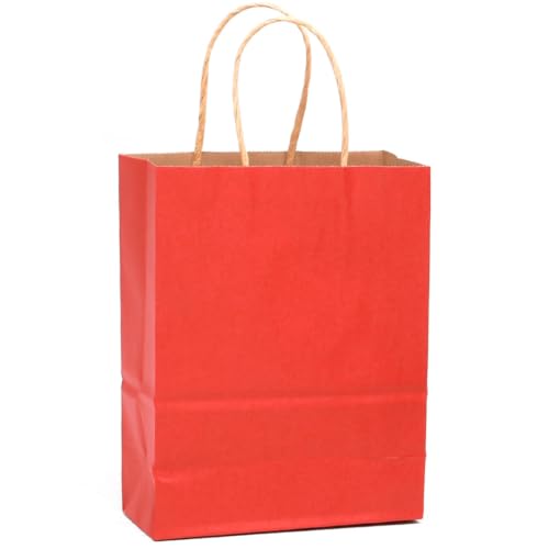 qiqee 32-Packs Red Paper Gift Bags with Handles Bulk 8.26"×6"×3.15" Small Size Gift Bags Multiple Uses（Small Size）