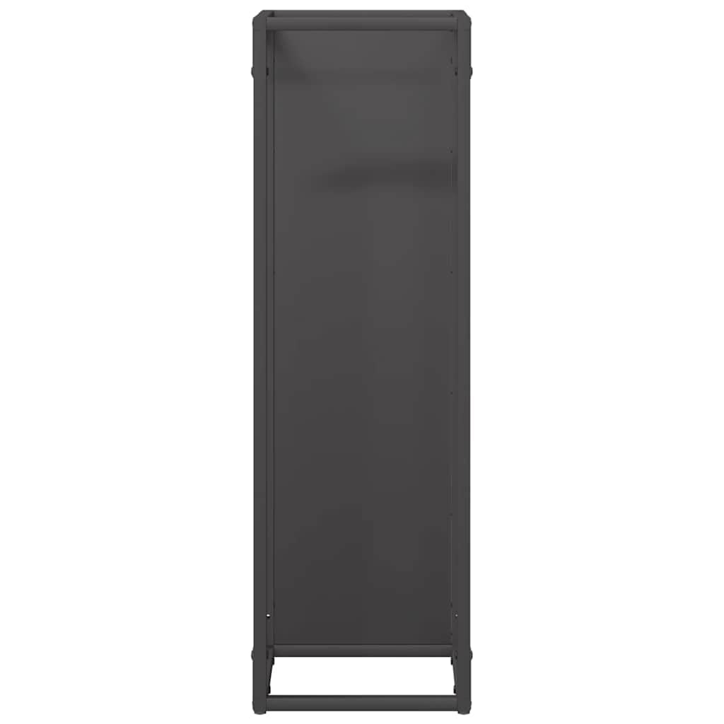 Homgoday Leñero Negro 25x25x80 cm Acero Laminado en frío Estante metálica para leña,Soporte de Almacenamiento para Interiores y Exterior