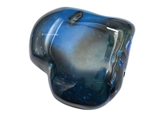 Image of Crystal Heaven Certified Blue Onyx Heart Palm Pebbles Stones For Anxiety Stress Relief Massage - Aaa Grade Original Healing Gemstone Agate Heart Palm Stone For Yoga Meditation Spiritual
