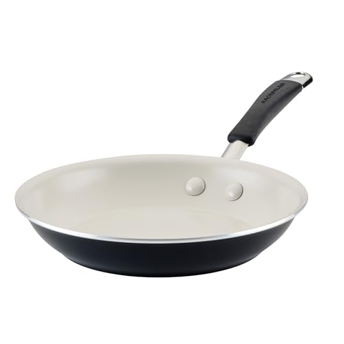Rachael Ray Cucina Ceramic Nonstick Frying Pan/Skillet, 8.5 Inch Non Stick Open Fry Pan, Dishwasher Safe - Peppercorn