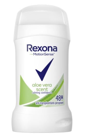 Rexona Aloe Vera Deodorant Stick 40 ml (1.35 fl oz) Solid Personal Care Fragrance Stick Daily Underarm Use Fresh Feel Smooth Glide Compact Travel Size Grooming Essential