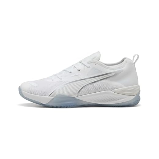 PUMA Mixte Eliminate Nitro 4 Chaussure de Terrain intérieur, White Silver, 42.5 EU