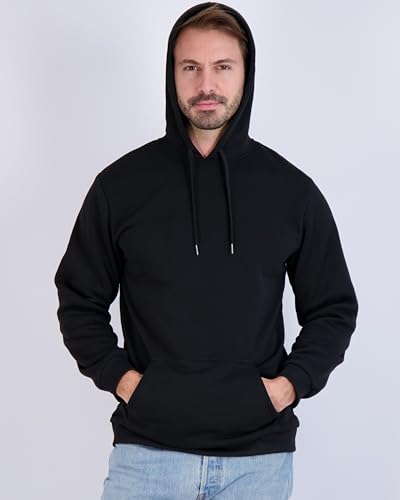 Real Essentials 3 Pack: Men's Fleece Pullover Hoodie - Long Sleeve Hooded Sweatshirt Pockets (Available in Big & Tall)3