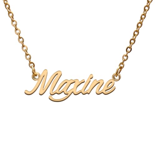 GR859C Maxine Name Tag Necklaces for Her His Friends Familys Relationship Memory Jewelry Gift