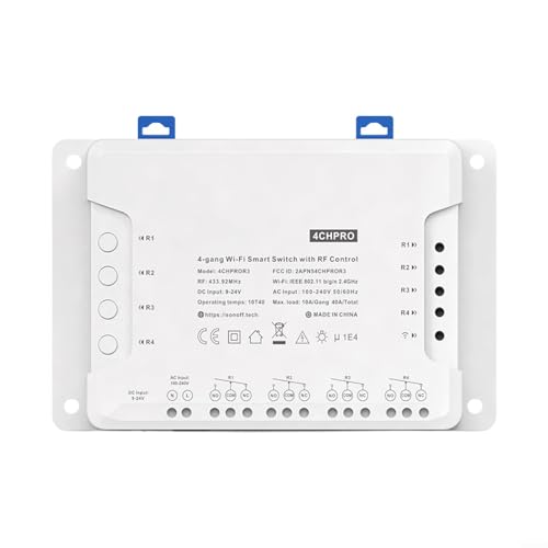 4CH PRO R3 Smart WiFi Switch Control Box, 4 canali modulo di controllo remoto AC 85-250V Interruttore di controllo di rete con funzione timer per domotica
