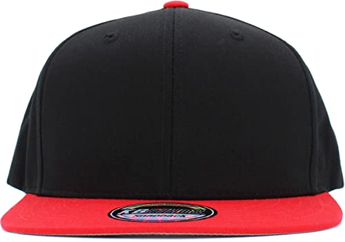 Image of KBETHOS Classic Snapback Hat Blank Cap Underbrim Cotton Wool Blend Flat Visor Adjustable Unisex
