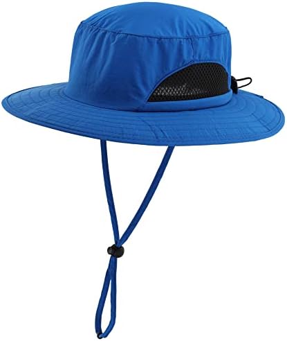 LLmoway Mesh Sun Hat Toddler Kids Wide Brim Adjustable Boys Girls Summer Hiking Beach Hats Blue