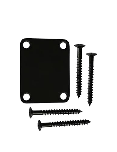 Metallor Guitar Neck Plate with Screws Black