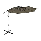 Giantex 10FT Patio Offset Umbrella, 8 Ribs Cantilever Umbrella Outdoor w/Crank, Cross Base, Tilt Adjustment, Large Hanging Market Umbrella for Poolside, Yard, Lawn, Garden (Tan)