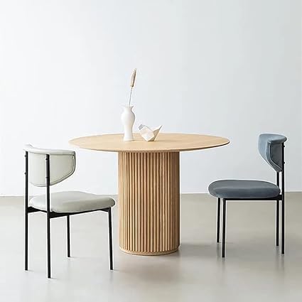 Image of Solid Wooden Round Dining Table Dining Table for Living Room, Bedroom, Hotel & Home, Natural Finish, only Dining tebal (80.01L x 80.01D x 76.2H CM)