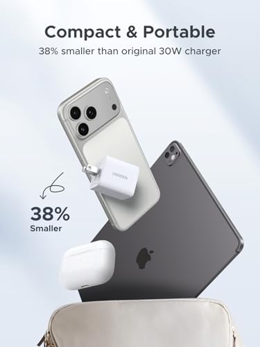 Image of UGREEN 3-Port 30W USB C Charger Block, GaN II Type C Fast Charging, White | 2 USB-C & 1 USB-A, Compact Size, Multiple Protection, for iPhone 17 /16 /15, Galaxy S26 /S25, iPad, MacBook Neo /Air