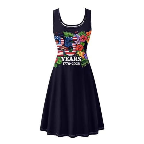Image of Women Stylish Tank Dresses Sleeveless Round Neck Midi Casual Dress with Pocket for Summer