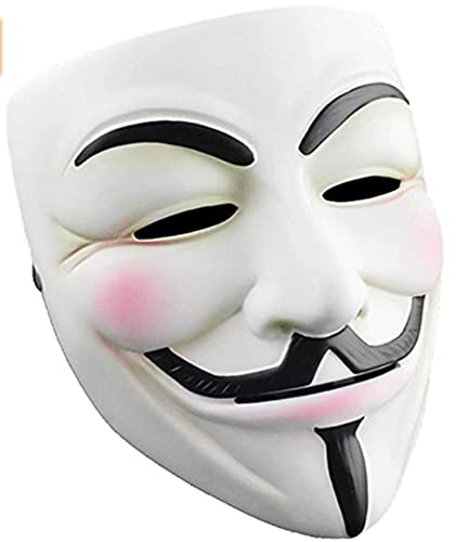 Halloween Masks Hackers Mask,V for Vendetta Anonymous Guy Cosplay Mask Party Costume Prop Toys Toys for Boy Girl Men Womenï¼ˆWhiteï¼‰