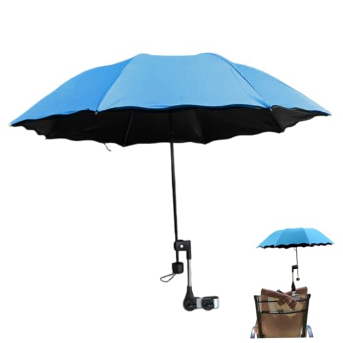 Jeorywoet Paraguas de silla con abrazadera ajustable, protección UV impermeable silla de playa paraguas portátil portátil para patio, campamento, de ruedas, cochecito, clip para la playa