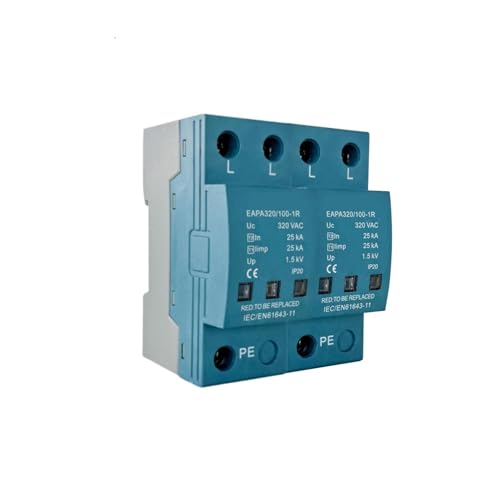 2P �T�[�W�v���e�N�^�[ 100KA�A�A���X�^�[ T1+T2�AAC SPD 220V 275V - 440V�A�z�d�ՁADin ���[���ݒu(2P 320V,No RC)