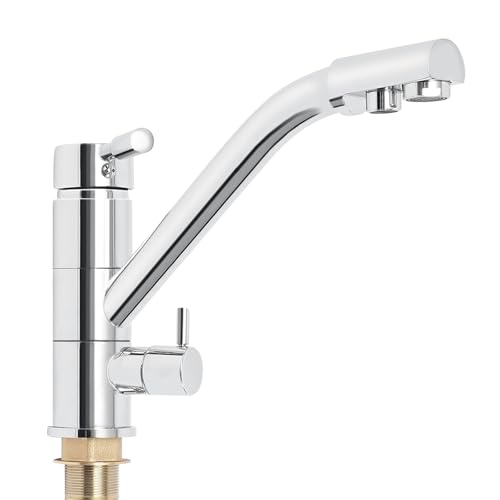 Robinet de cuisine à 3 voies avec tuyau, rotatif à 360°, basse pression pour cuisine, salle de bain, buanderie ou buanderie