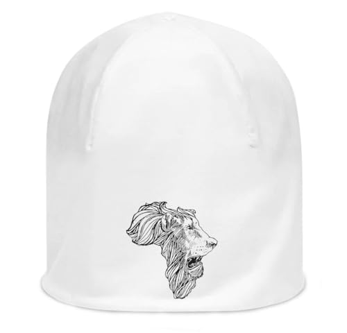 Bonnet unisexe coton extensible blanc léger style streetwear avec motif africain lion
