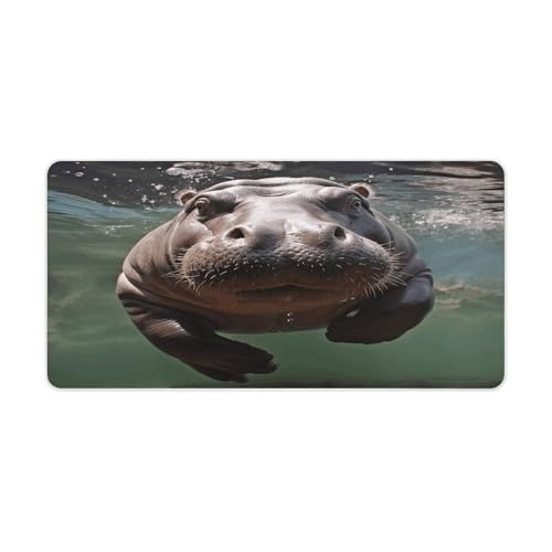 Diving Hippo Desk Mat Non-Slip Large Mouse Pad
