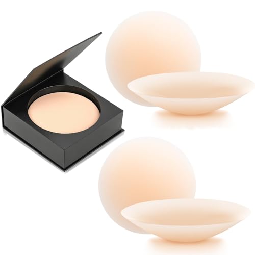 Didiseen 2 Pairs Silicone Nipple Covers Nippleless Pasties Women Invisible Reusable Adhesive Breast Petals for Dress Backless (Champagne)
