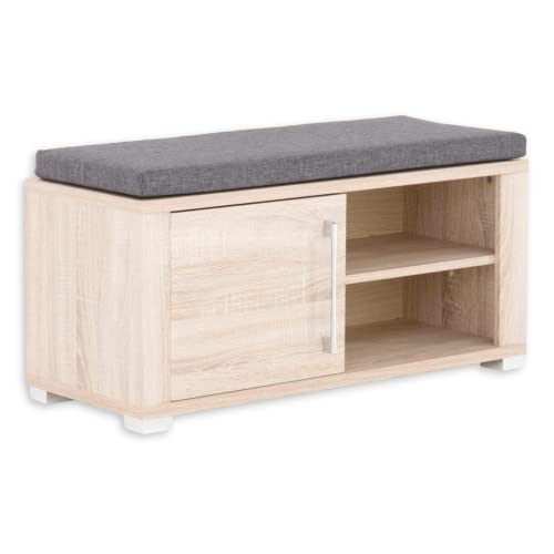 Stella Trading GO Schuhbank mit Sitzfläche in heller Sonoma Eiche Optik -...