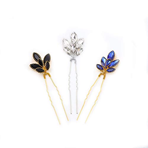 Yean Bridal Hair Pins Wedding Rhinestones Hair Clips Accessories for Women and Girls (Set of 3) (Silver)