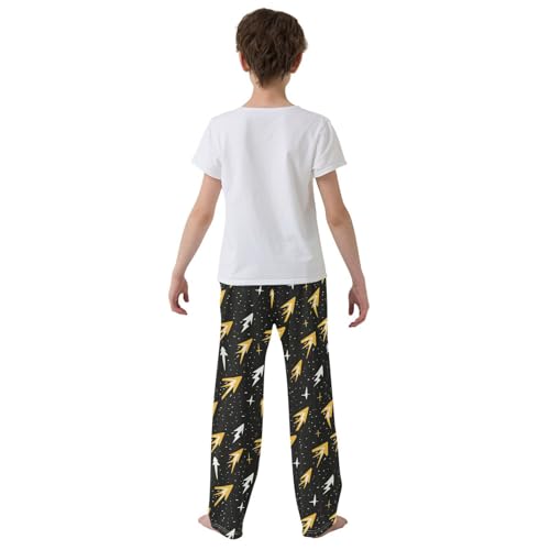 Boys' Pants Yellow White Lightning Bolt Dots Long Bottoms Jogger Pants Elastic Waist Trousers with Pockets S-XL3