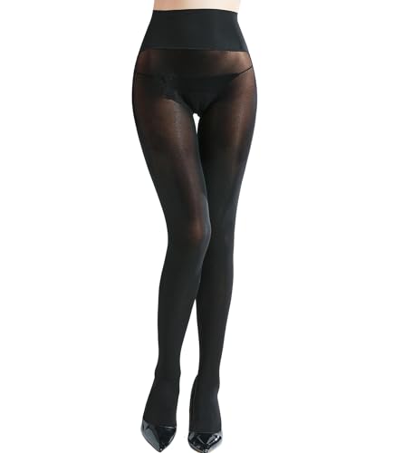 Control Top Semi Opaque Shapewear Tights for Women, 40 Denier Black Tights, 4 Sizes