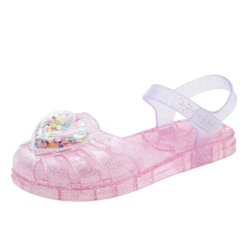 Jelly Sandals for Girls Kids Toddler Princess Dress Up Flat Sequins Hearted Mary Jane Shoes Summer Casual Sandal