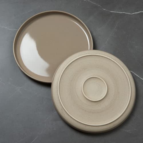 Famiware Milkyway Dinner Plate, 10 Inch Plates For 4, Plate Set, Scratch Resistant, Stoneware Dinnerware, Kitchen Modern Rustic Serving Dishes, Cinnamon Brown #TOP5